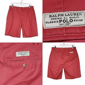 Polo Ralph Lauren Shorts Mens Size 32 Pink Cotton Preppy Golf Canvas Chino
